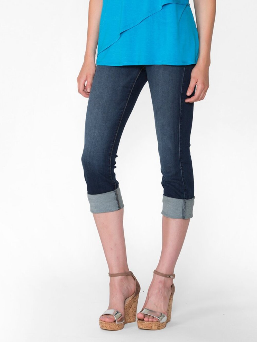 NWT Fidelity Denim Women's Stevie Mid Rise Capri Jean Starlet Dark Denim Size 29